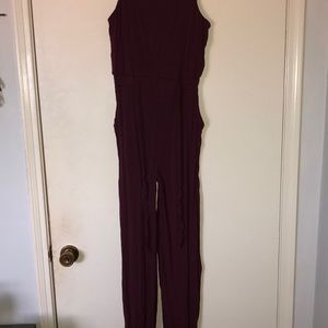 Burgundy spaghetti strap jumpsuit